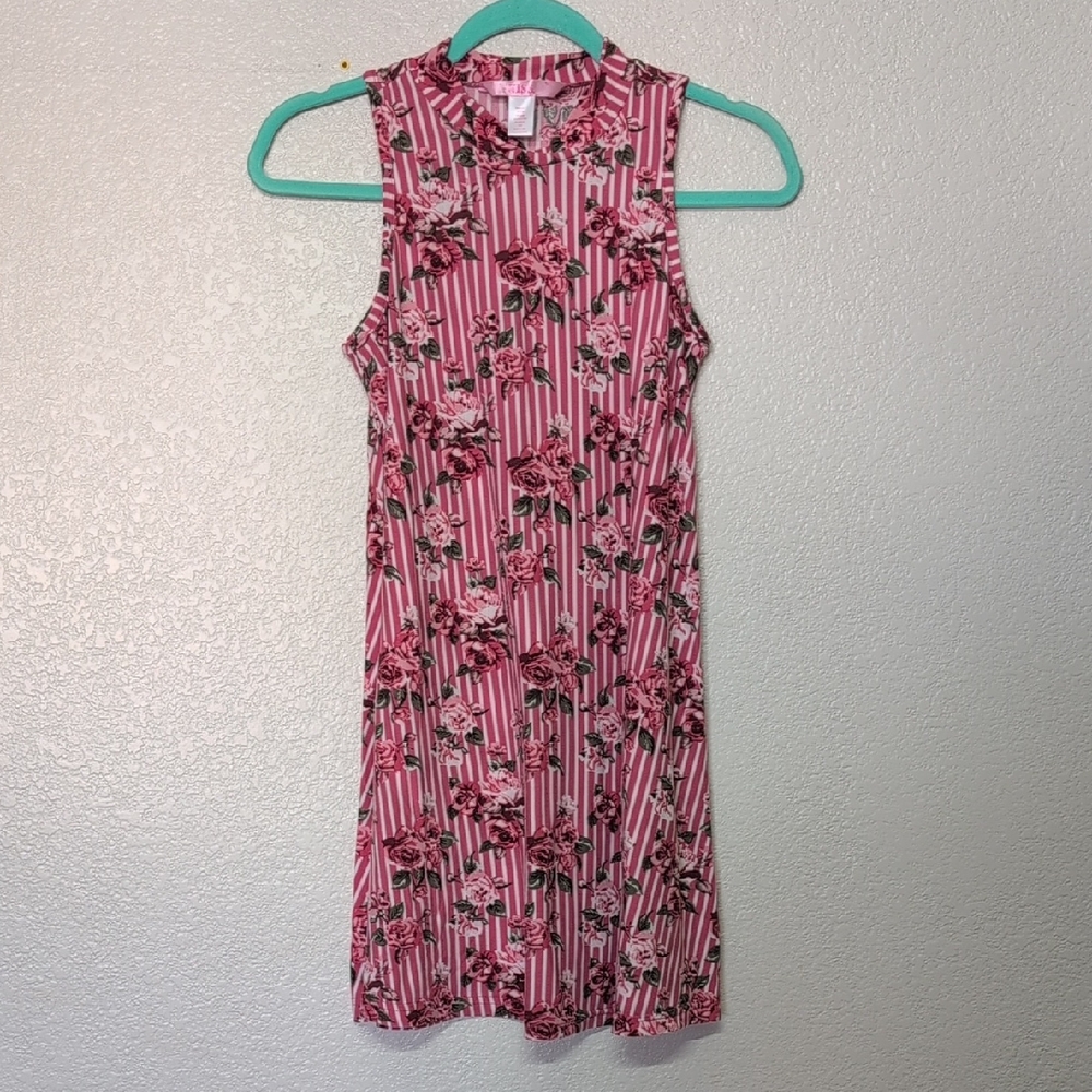 1st Kiss/ Girls/ Pink and Black Sheath Dress Sleeveless Mock Neck/ Size:14/16